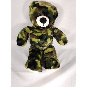 Camouflage Build A Bear Plush Green Camo 16" Stuffed Animal Military BABW